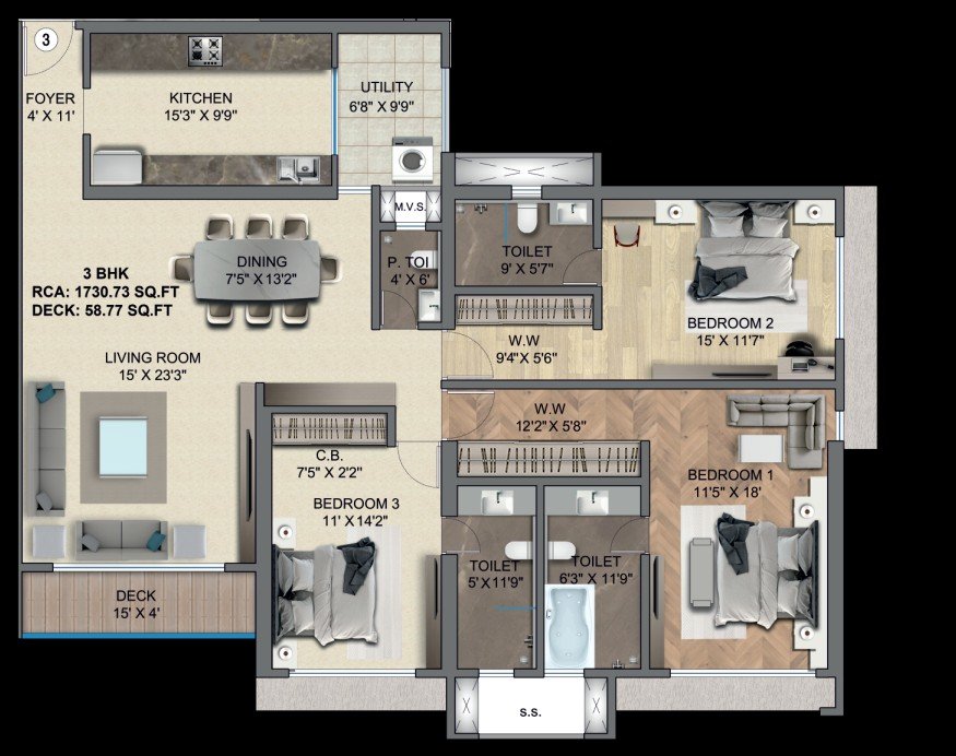 Detailed luxury floor plan showcasing spacious layouts and elegant design
