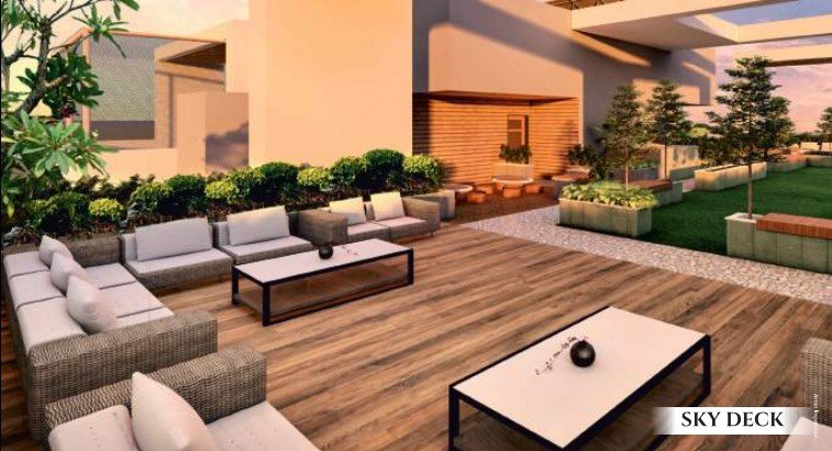 Luxury sky deck with panoramic views and modern relaxation spaces