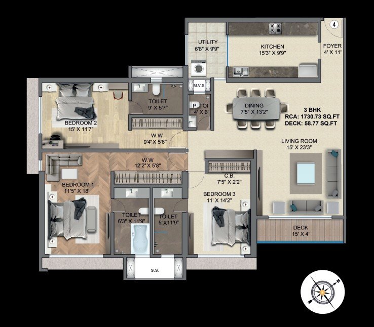 Detailed luxury floor plan showcasing spacious layouts and elegant design