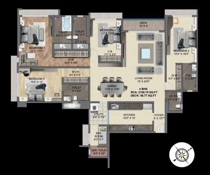 Detailed luxury floor plan showcasing spacious layouts and elegant design