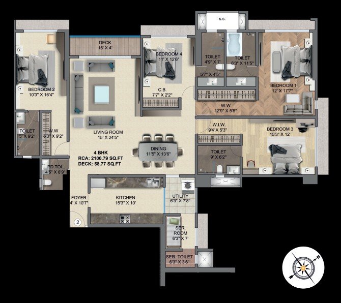 Detailed luxury floor plan showcasing spacious layouts and elegant design