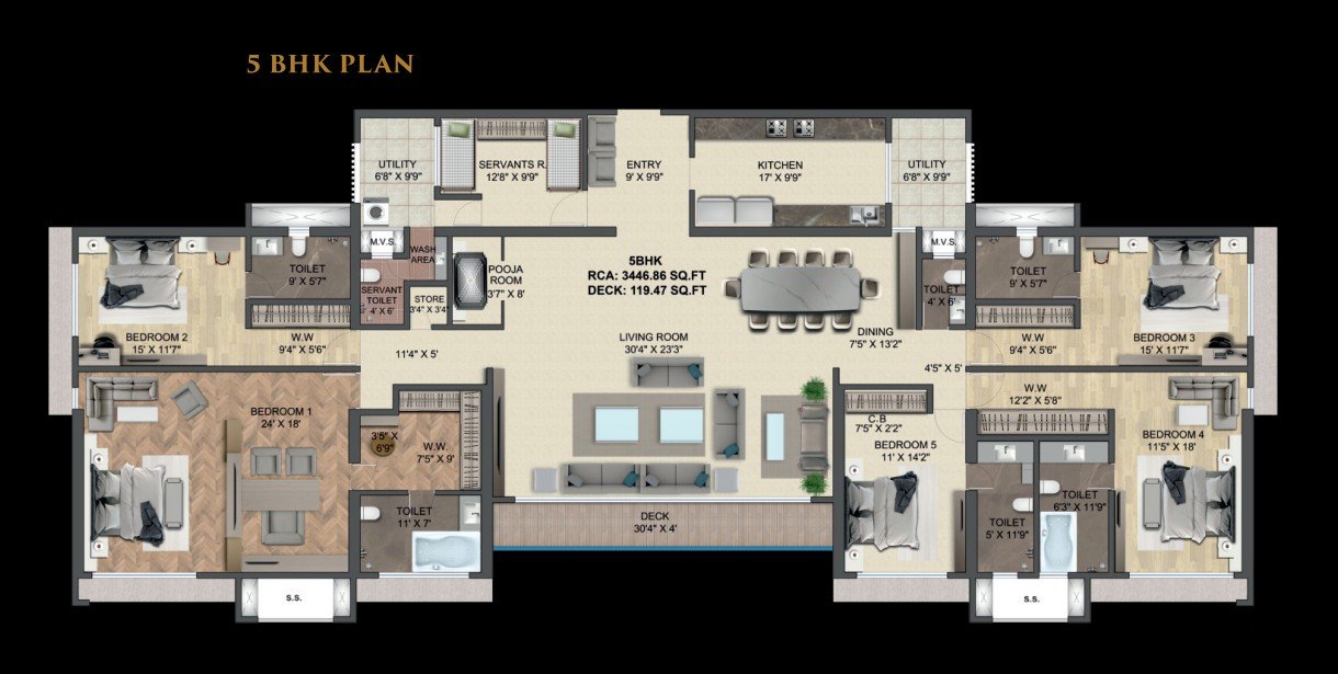 Detailed luxury floor plan showcasing spacious layouts and elegant design