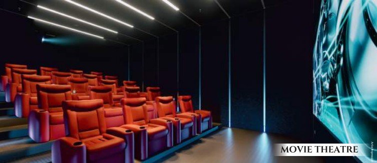 Luxury private movie theater with premium seating and modern audiovisual setup
