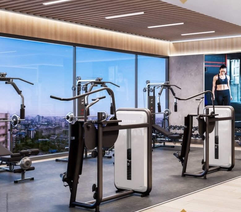 State-of-the-art gym with modern fitness equipment and premium design